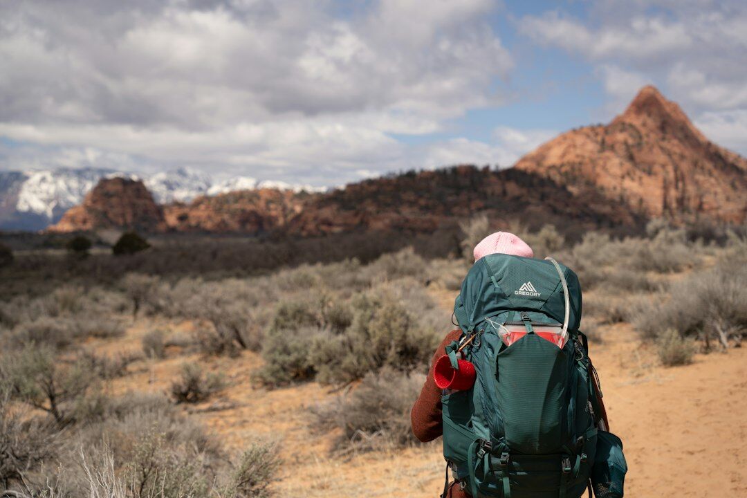 woman hiking in mountains